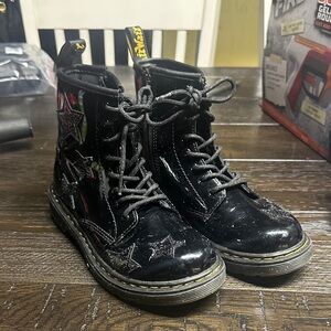 Dr. Martens Glossy Black Boots with Star Details